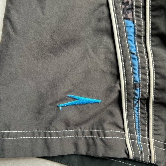 Speedo Mens Black‎ Blue Swim Board Shorts Size Large - Picture 2 of 11